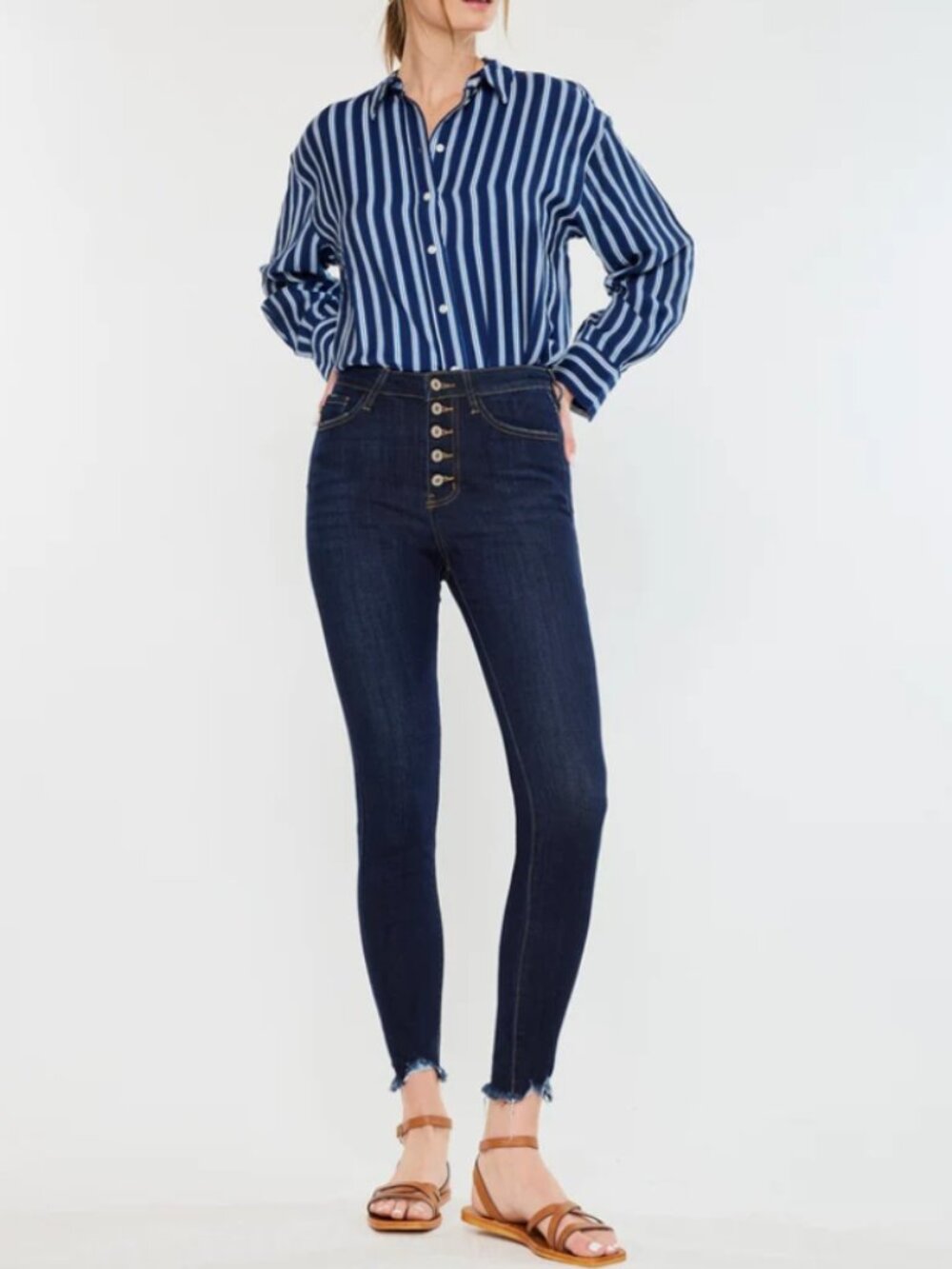 NWT KanCan 5/26 Greyson High Rise Ankle Skinny Dark Wash Button Fly KC7273D
